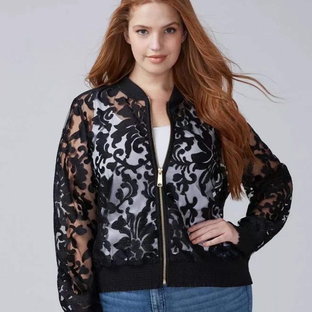 Perfect for a summer night!- Black lace bomber jacket